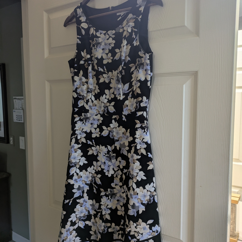 White House Black Market Black and White Floral Midi Dress